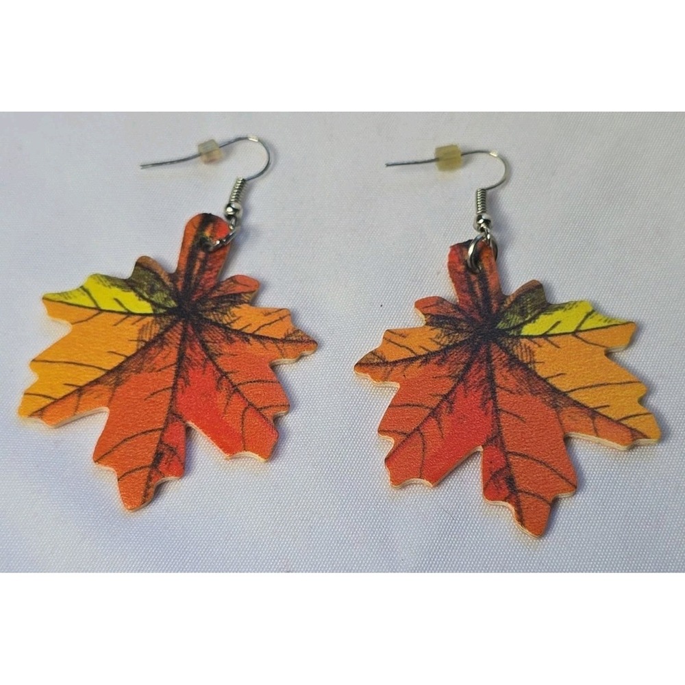 Lightweight (Foam) Autumn Maple Leaf Dangle Earrings Fall/Autumn Handmade